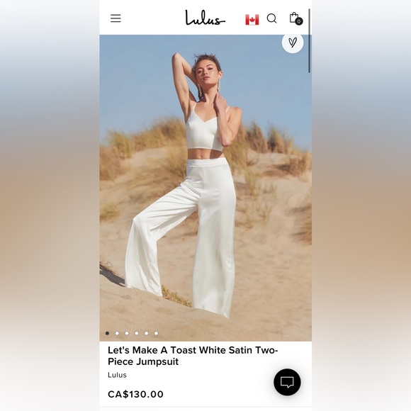 White satin two-piece jumpsuit Lulus size S - Picture 2 of 7